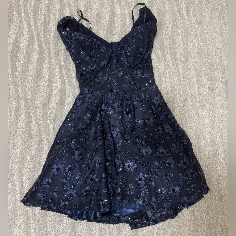 Elegant Navy Blue Floral Dress
